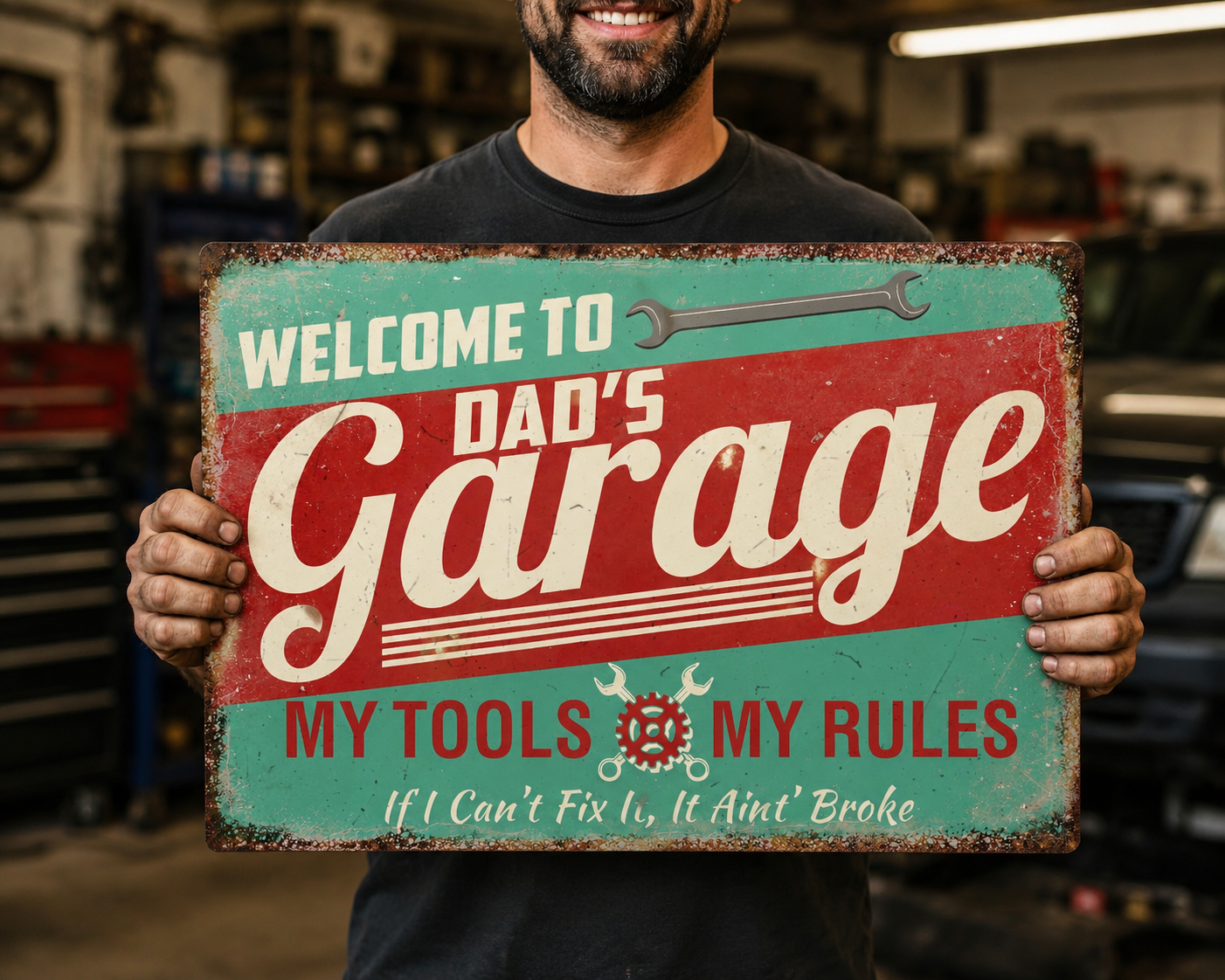 Personalized Garage Sign – Custom Name Vintage Mechanic Wall Decor