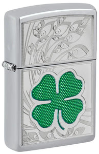 Clover High Polish Chrome Design Zippo Lighter