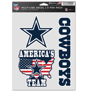 Dallas Cowboys Decal Multi Used 3pcs Fan Pack