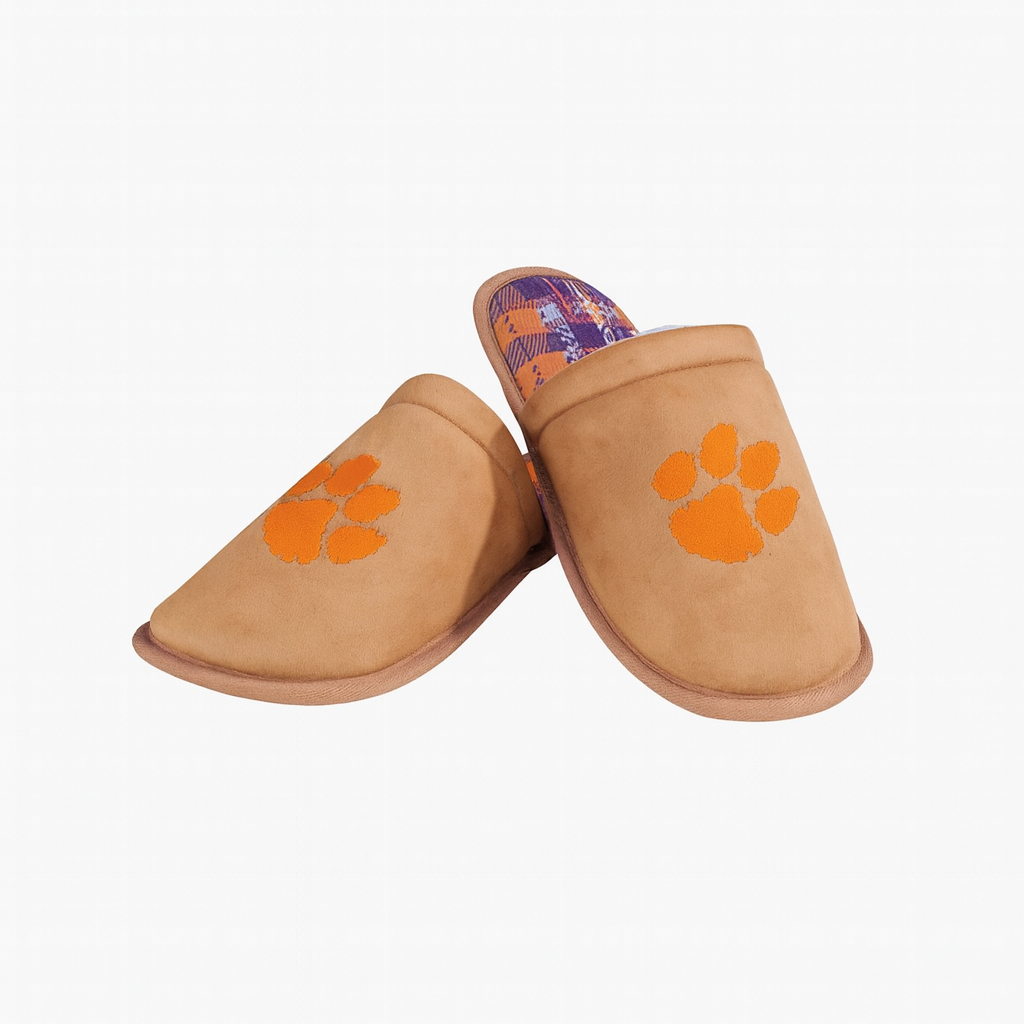 Clemson Tigers Brown Suede Slippers