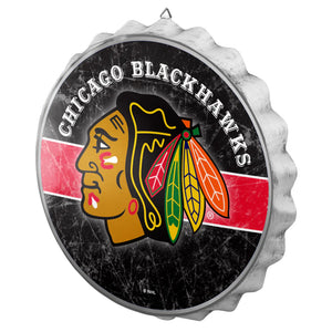 Chicago Blackhawks Distressed Bottle Cap Signs