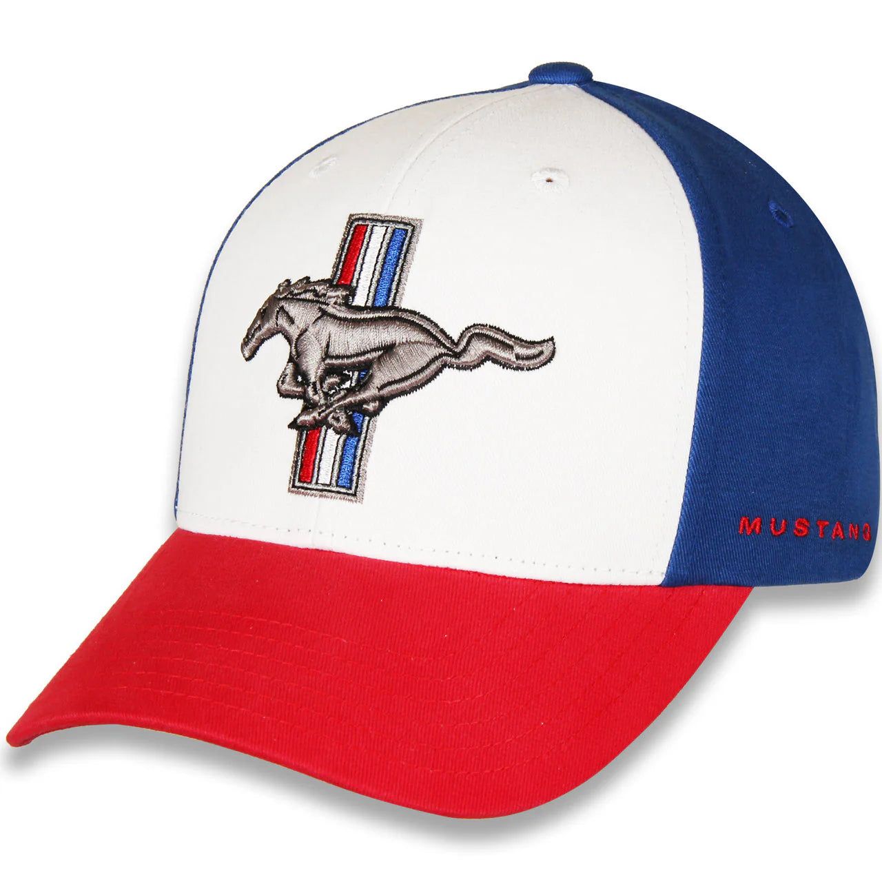 Ford Mustang Tri Bar Red Blue White Automotive Hats