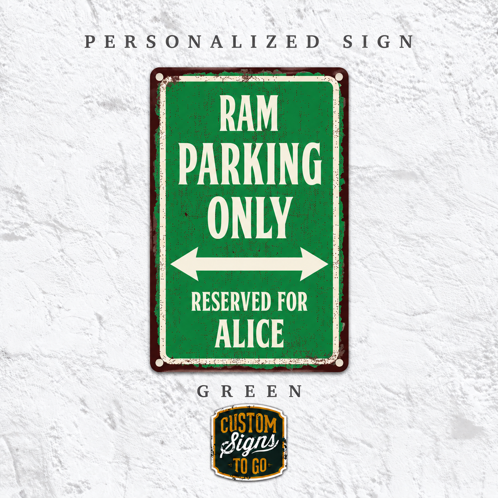 Personalized Reserved Parking Sign – Custom Name Vintage Parking Sign