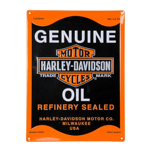 Harley-Davidson Embossed Tin Sign, Genuine Oil Can Bar & Shield