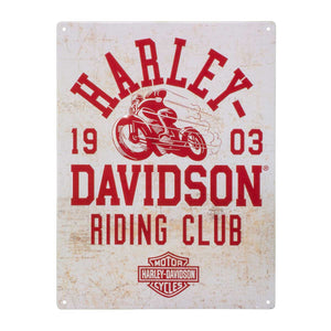 Harley-Davidson Embossed Tin Sign, Riding Club Bar & Shield Logo