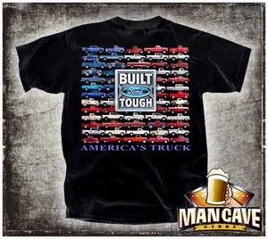 Ford Built Tough Logo on Ford Truck U.S. Flag T‑Shirt