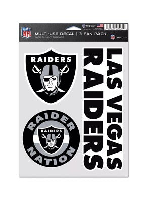 Las Vegas Raiders Decal Multi Used 3pcs Fan Pack
