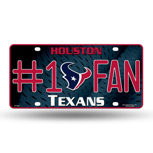 Houston Texans #1 Fan Metal Car Tag