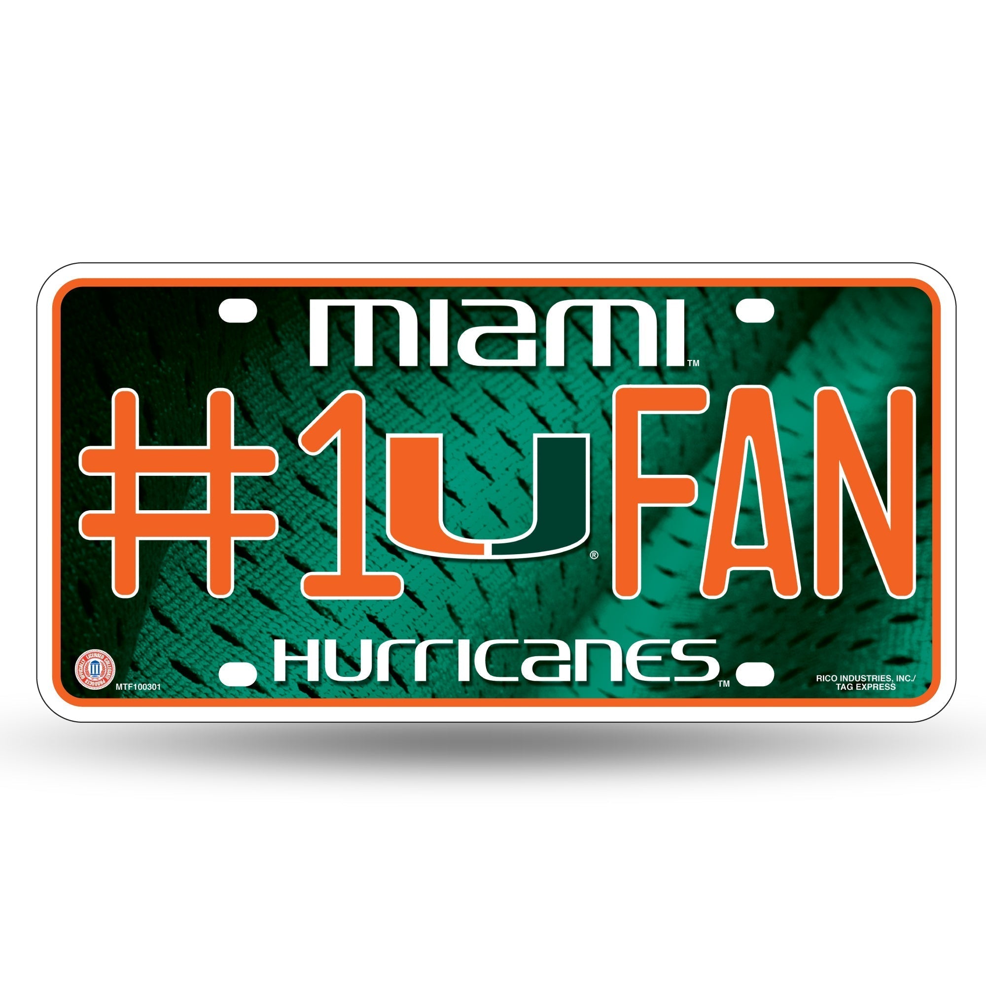 Miami Hurricanes #1 Fan Metal Car Tag