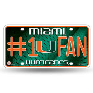 Miami Hurricanes #1 Fan Metal Car Tag
