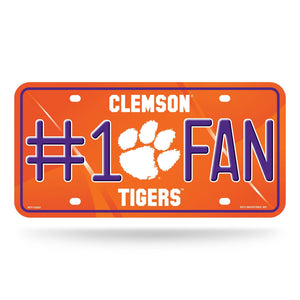 Clemson Tigers #1 Fan Metal Car Tag