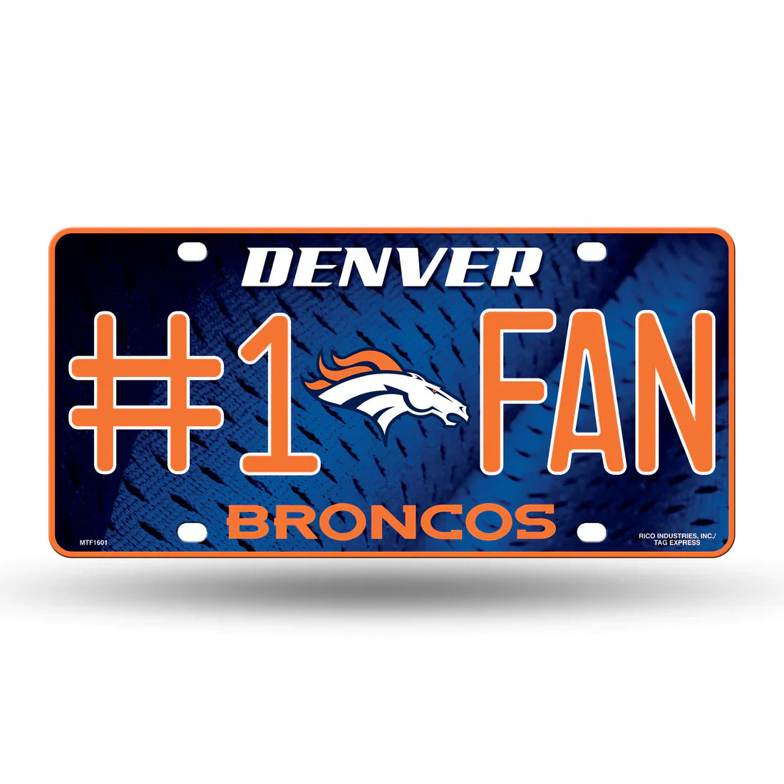 Denver Broncos #1 Fan Metal Car Tag