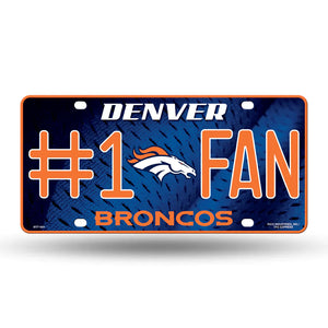 Denver Broncos #1 Fan Metal Car Tag