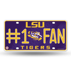 LSU Tigers #1 Fan Metal Car Tag