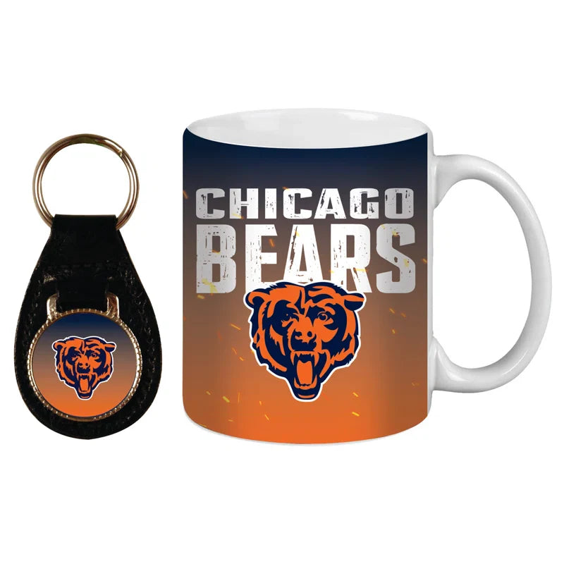 Chicago Bears Ceramic Mug & Leather Keychain Set