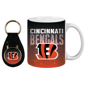 Cincinnati Bengals Ceramic Mug & Leather Keychain Set