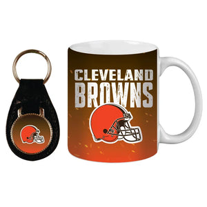 Cleveland Browns Ceramic Mug & Leather Keychain Set