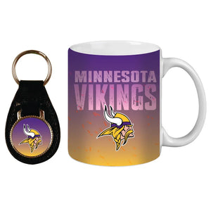 Minnesota Vikings Ceramic Mug & Leather Keychain Set