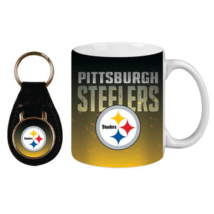 Pittsburgh Steelers Ceramic Mug & Leather Keychain Set