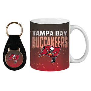 Tampa Bay Buccaneers Ceramic Mug & Leather Keychain Set
