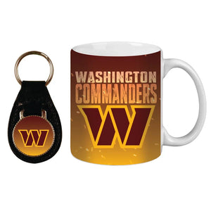 Washington Commanders Ceramic Mug & Leather Keychain Set