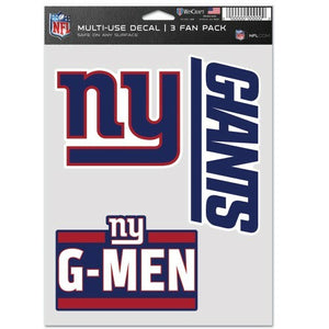 New York Giants Decal Multi Used 3pcs Fan Pack