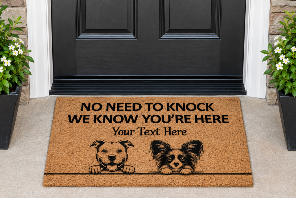 Personalized No Need to Knock Coir Mat – Custom 2 Dogs Doormat