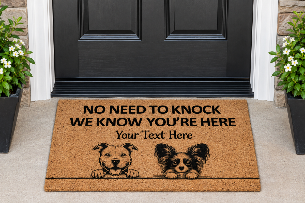 Personalized No Need to Knock Coir Mat – Custom 2 Dogs Doormat