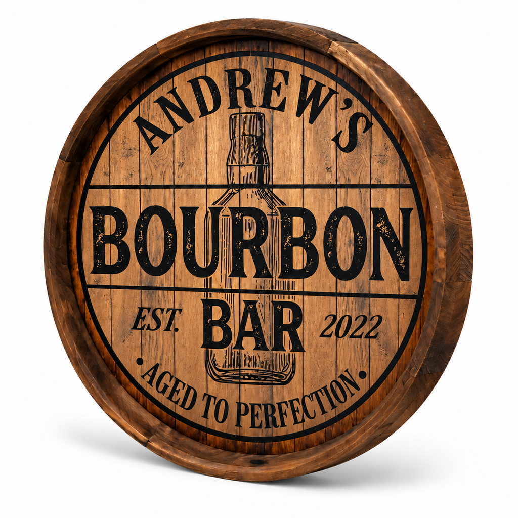 Personalized Bourbon Bar Barrel Sign