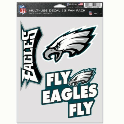 Philadelphia Eagles Decal Multi Used 3pcs Fan Pack