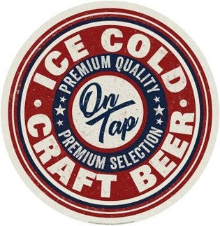 Ice Cold Craft Beer Domed Metal Sign