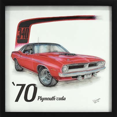 Plymouth ’70 Cuda Printed Glass Shadowbox
