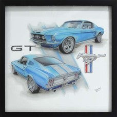 Ford Mustang GT Printed Glass Shadowbox