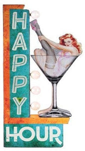 Happy Hour Vintage Two Sided LED Sign