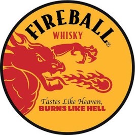 Fireball Gold Domed Metal Sign