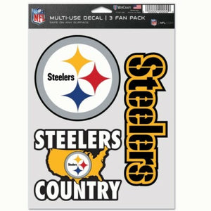 Pittsburgh Steelers Decal Multi Used 3pcs Fan Pack