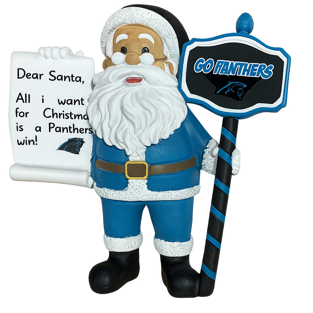 Carolina Panthers Santa With Scroll Ornament