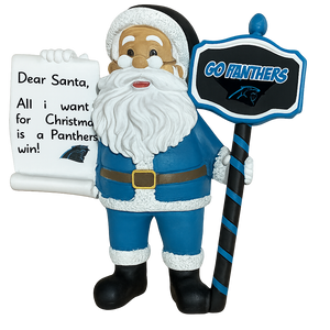 Carolina Panthers Santa With Scroll Ornament