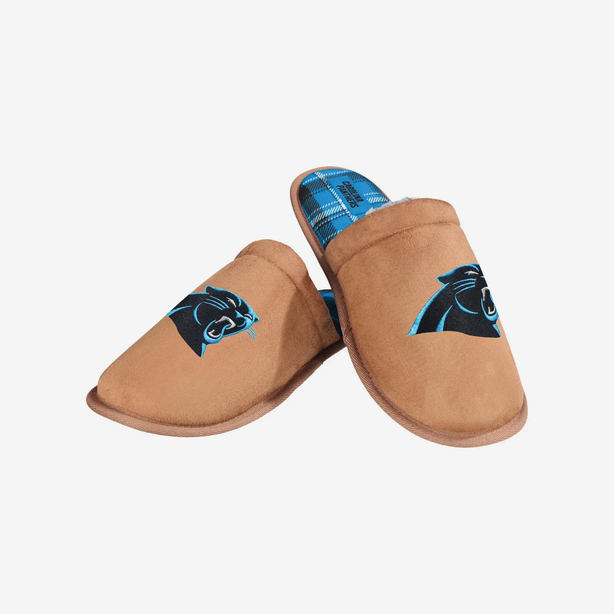 Carolina Panthers Brown Suede Slippers