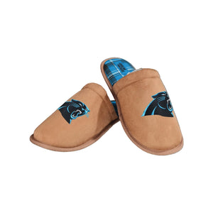 Carolina Panthers Brown Suede Slippers
