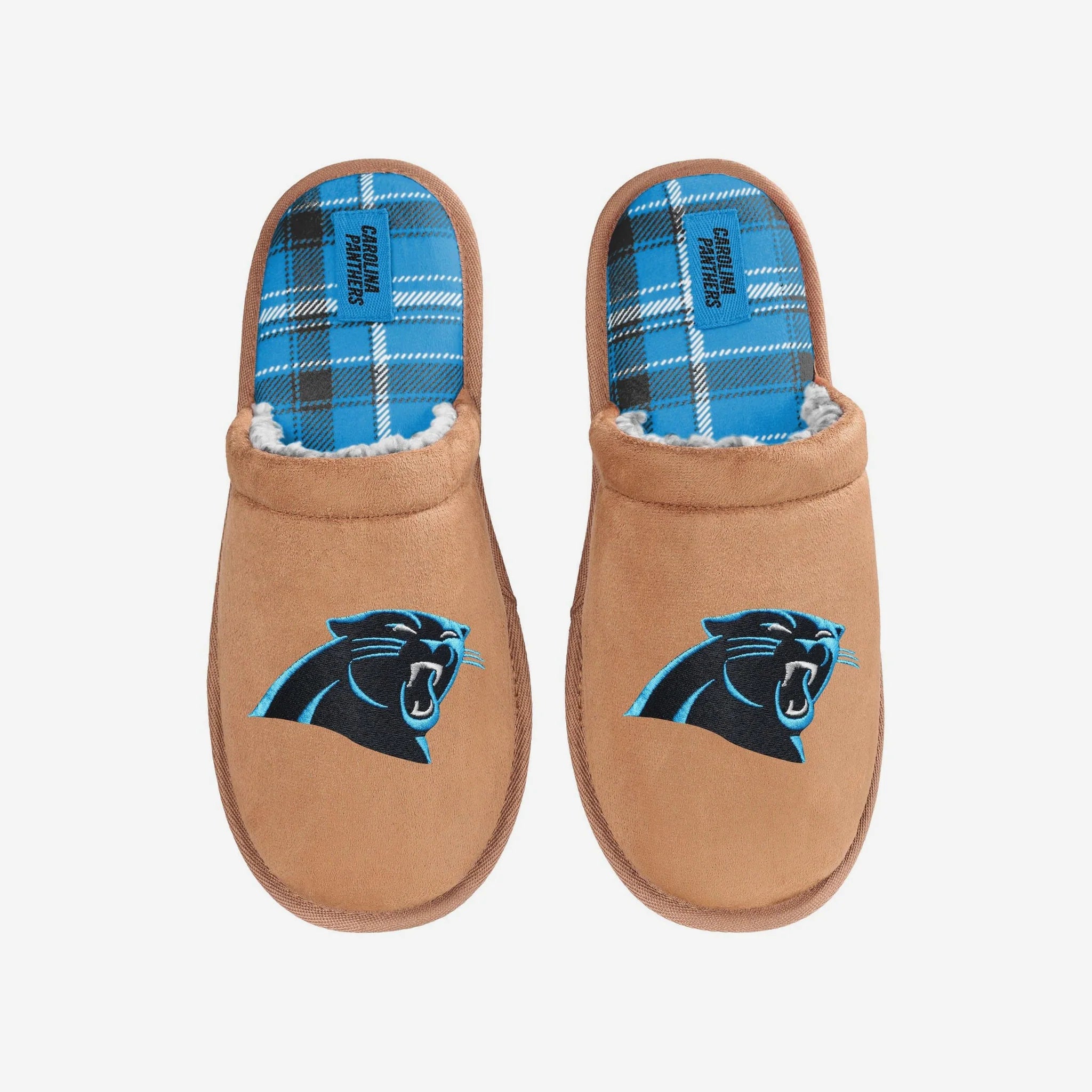 Carolina Panthers Brown Suede Slippers