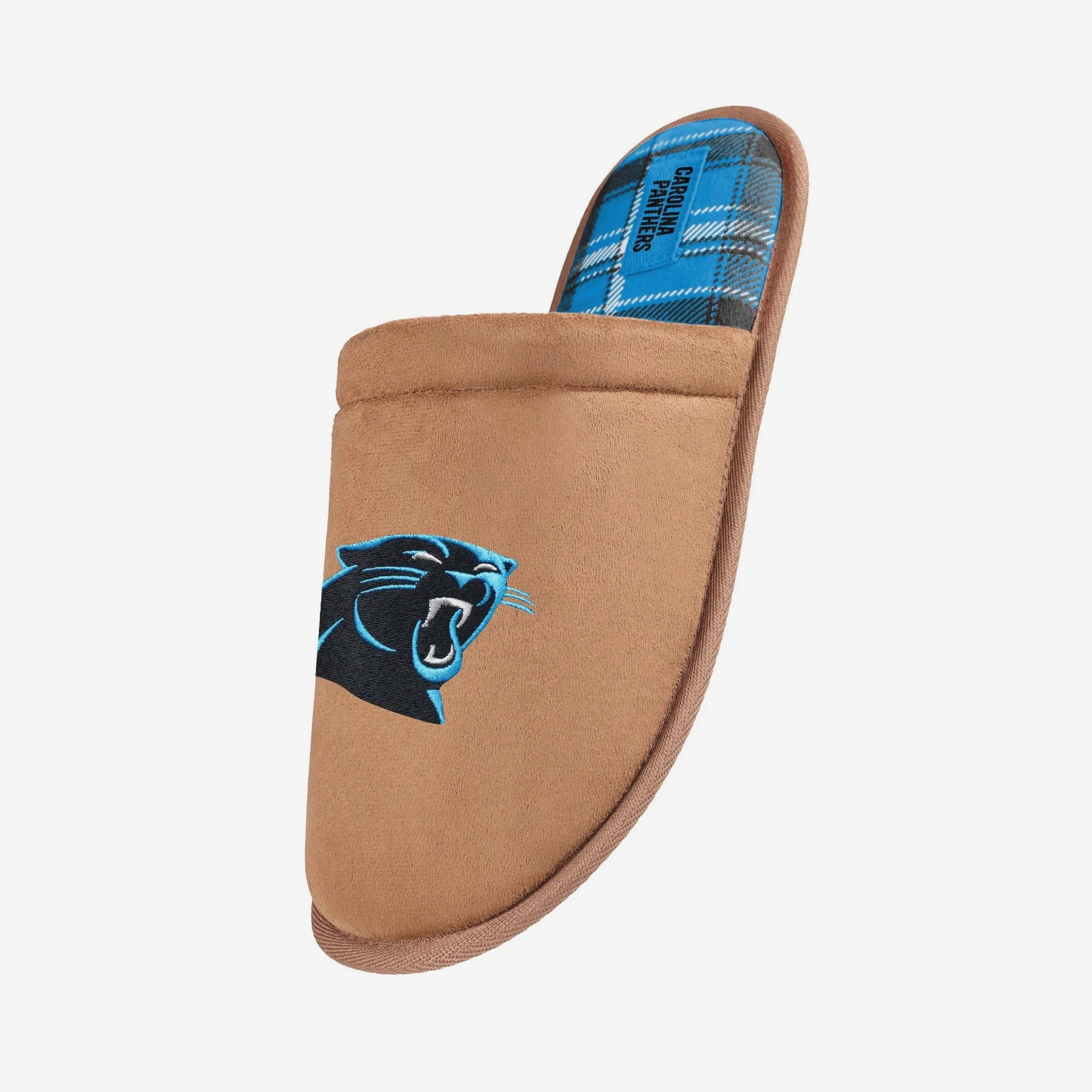 Carolina Panthers Brown Suede Slippers