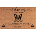 Personalized 1 Dog Family Welcome Coir Mat – Custom Pet & Family Name Doormat