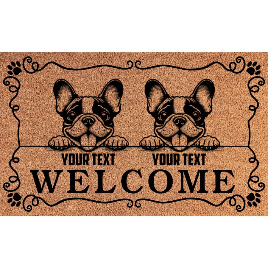 Personalized Dog Family Welcome Coir Mat – 2 Dogs