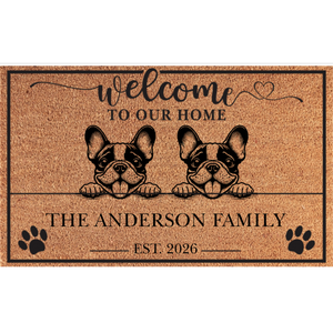 Personalized 2 Dogs Family Welcome Coir Mat