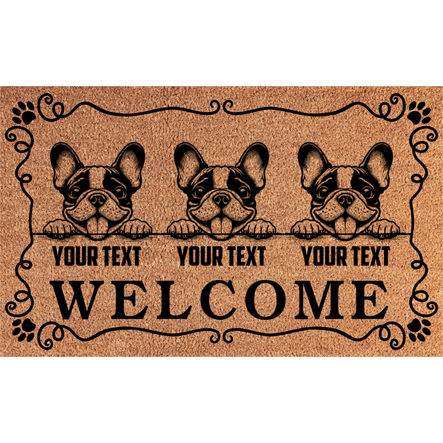 Personalized Dog Family Welcome Coir Mat – 3 Dogs
