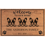 Personalized 3 Dogs Family Welcome Coir Mat – Custom Pet & Family Name Doormat