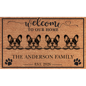 Personalized 4 Dogs Family Welcome Coir Mat – Custom Pet & Family Name Coir Mat