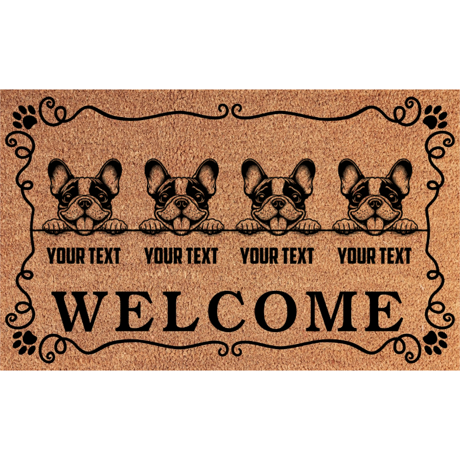 Personalized Dog Family Welcome Coir Mat – 4 Dogs