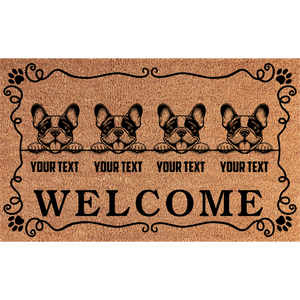Personalized Dog Family Welcome Coir Mat – 4 Dogs